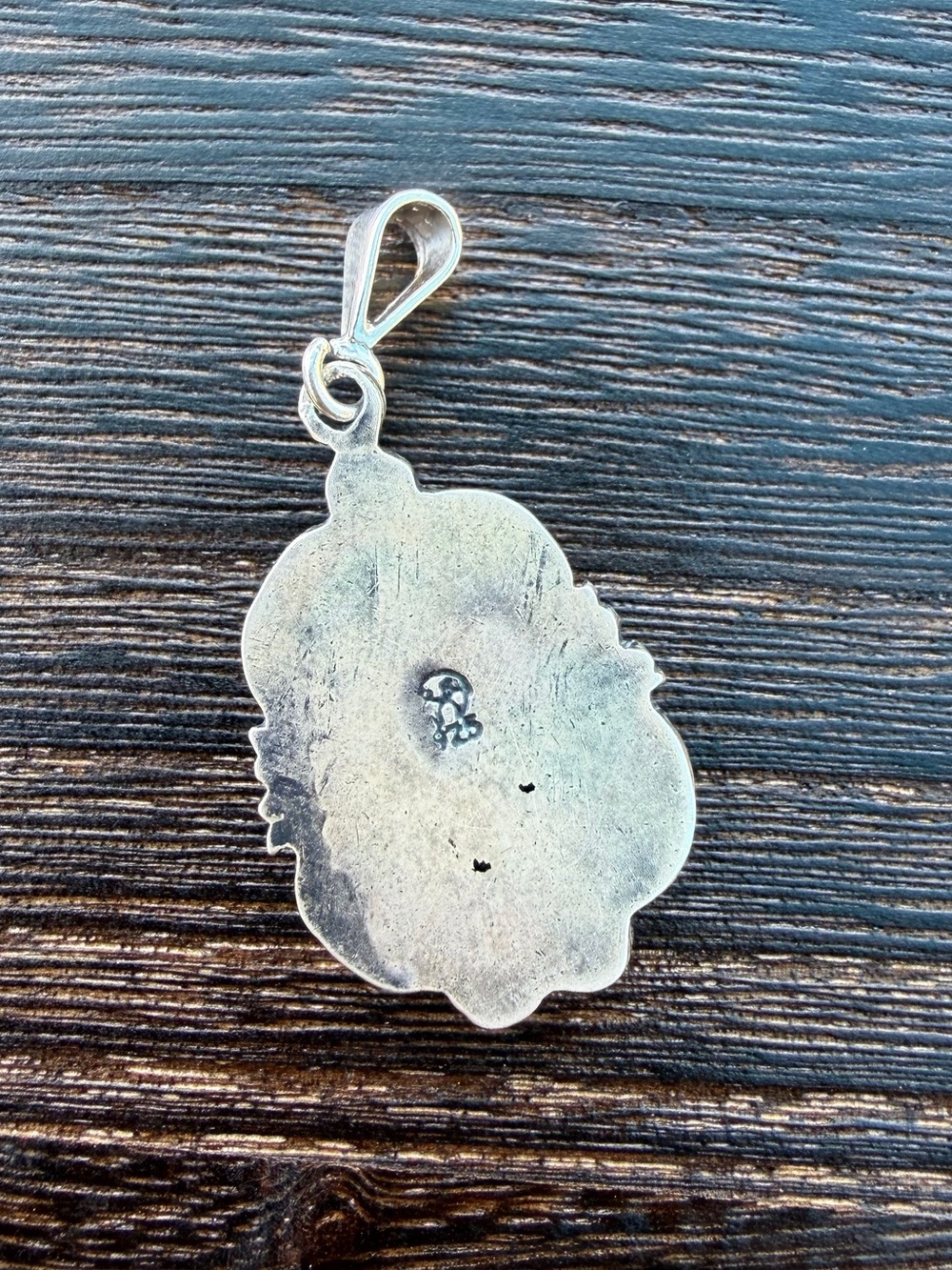 Sterling Silver Teardrop Turquoise Inlay Pendant - signed by artist - Picture 2 of 6